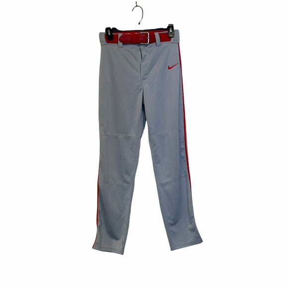 ✨Nike Size XL Big Kids Dri-fit Baseball Pants Gray With Red Belt✨ - Picture 1 of 8